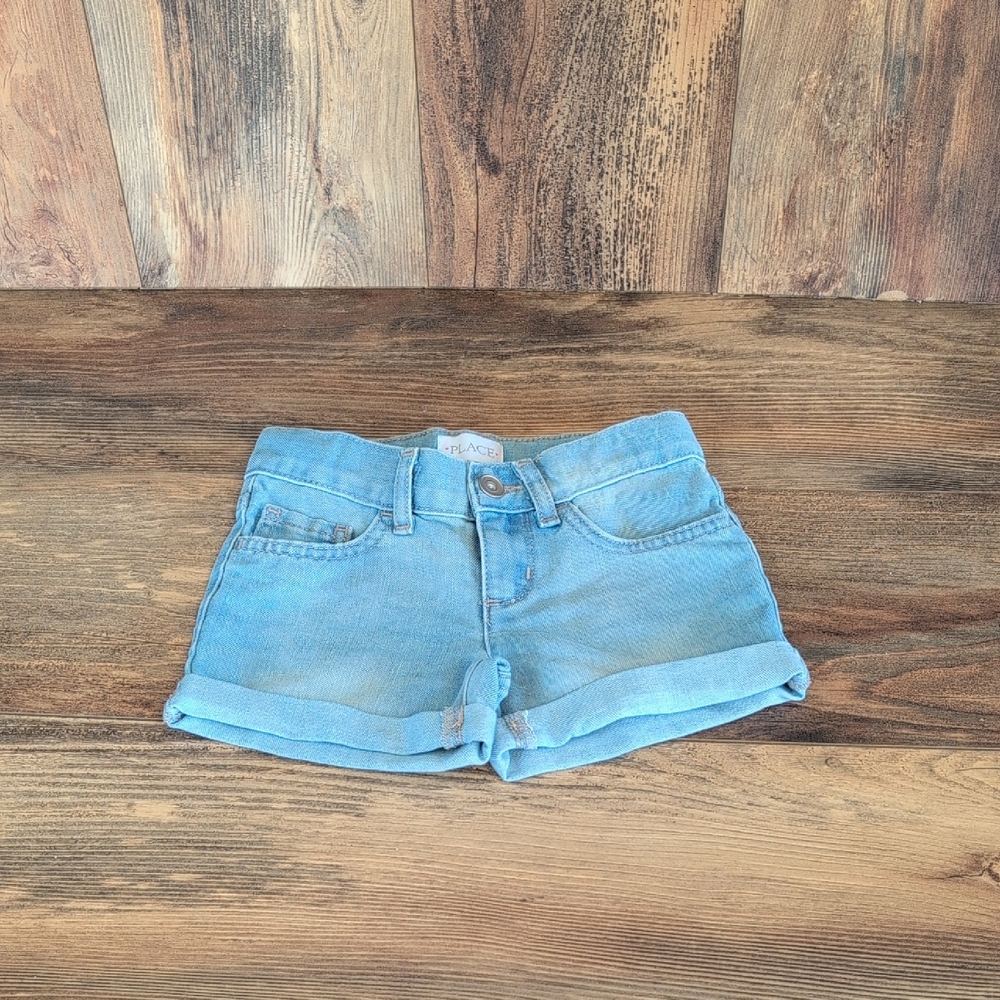 The Children's Place Light Blue Denim Rolled-Hem Shorts NWT Girl's 5       T162